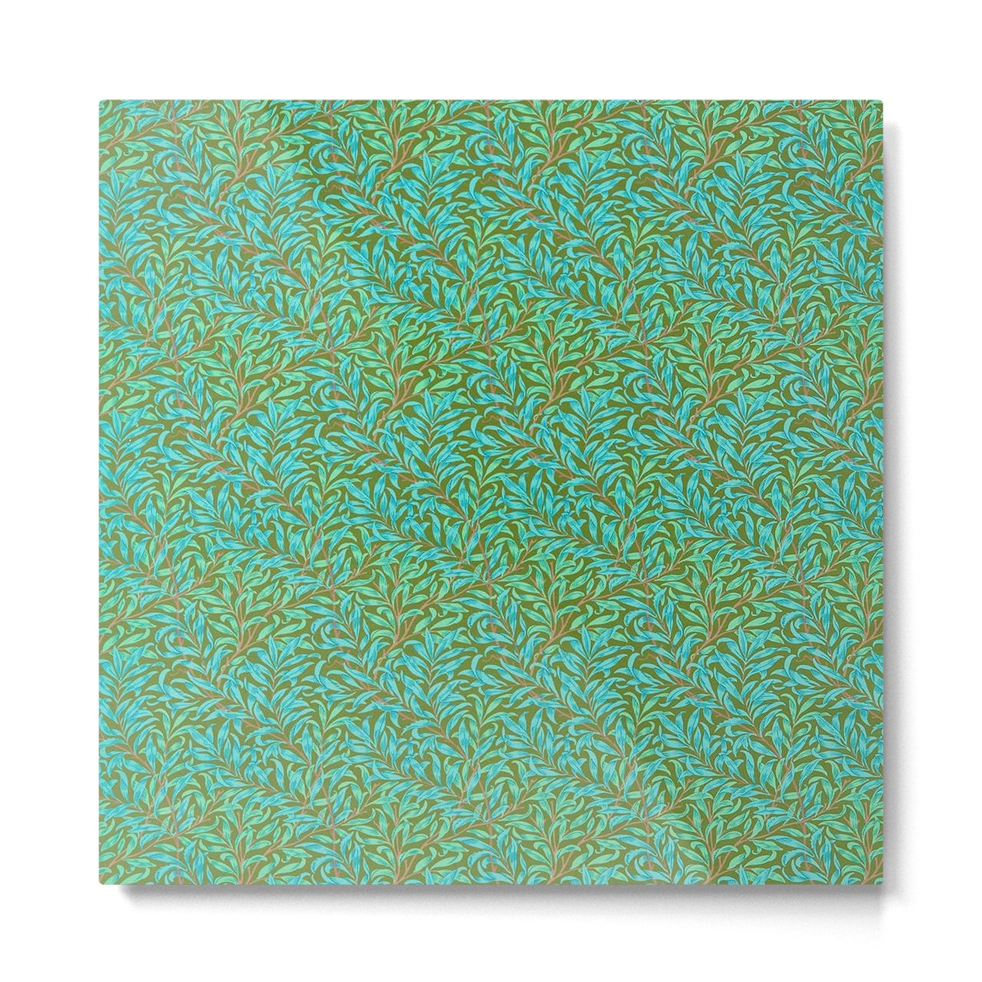 William Morris Vintage Willow Bough Turquoise Olive Metal Print | TeksDecor