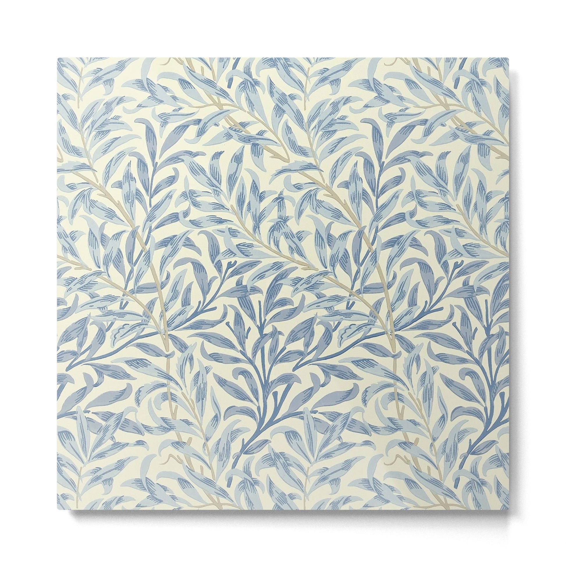William Morris Vintage Willow Bough Blue Cream Pattern Metal Print | TeksDecor