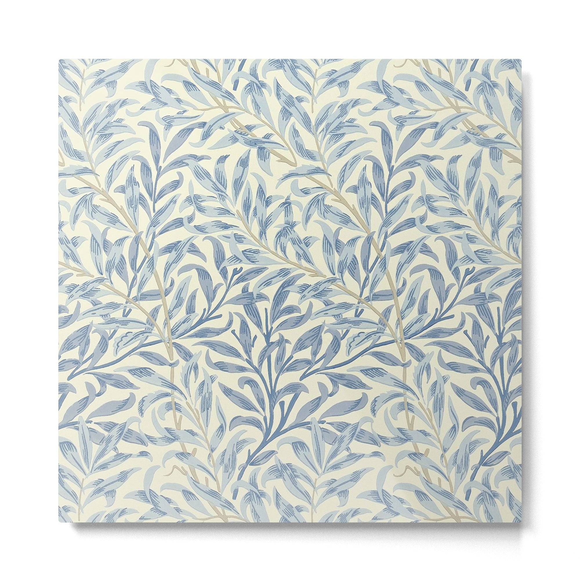 William Morris Vintage Willow Bough Blue Cream Pattern Metal Print | TeksDecor