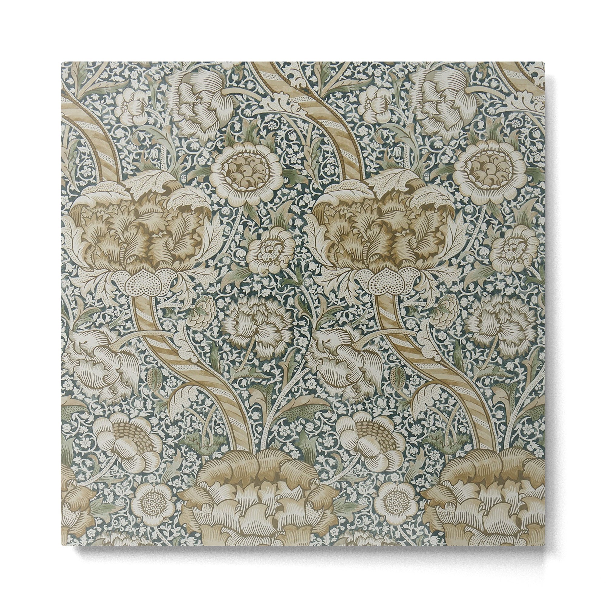 William Morris Wandle Forest Mustard Green Gold Vintage Pattern Metal Print | TeksDecor