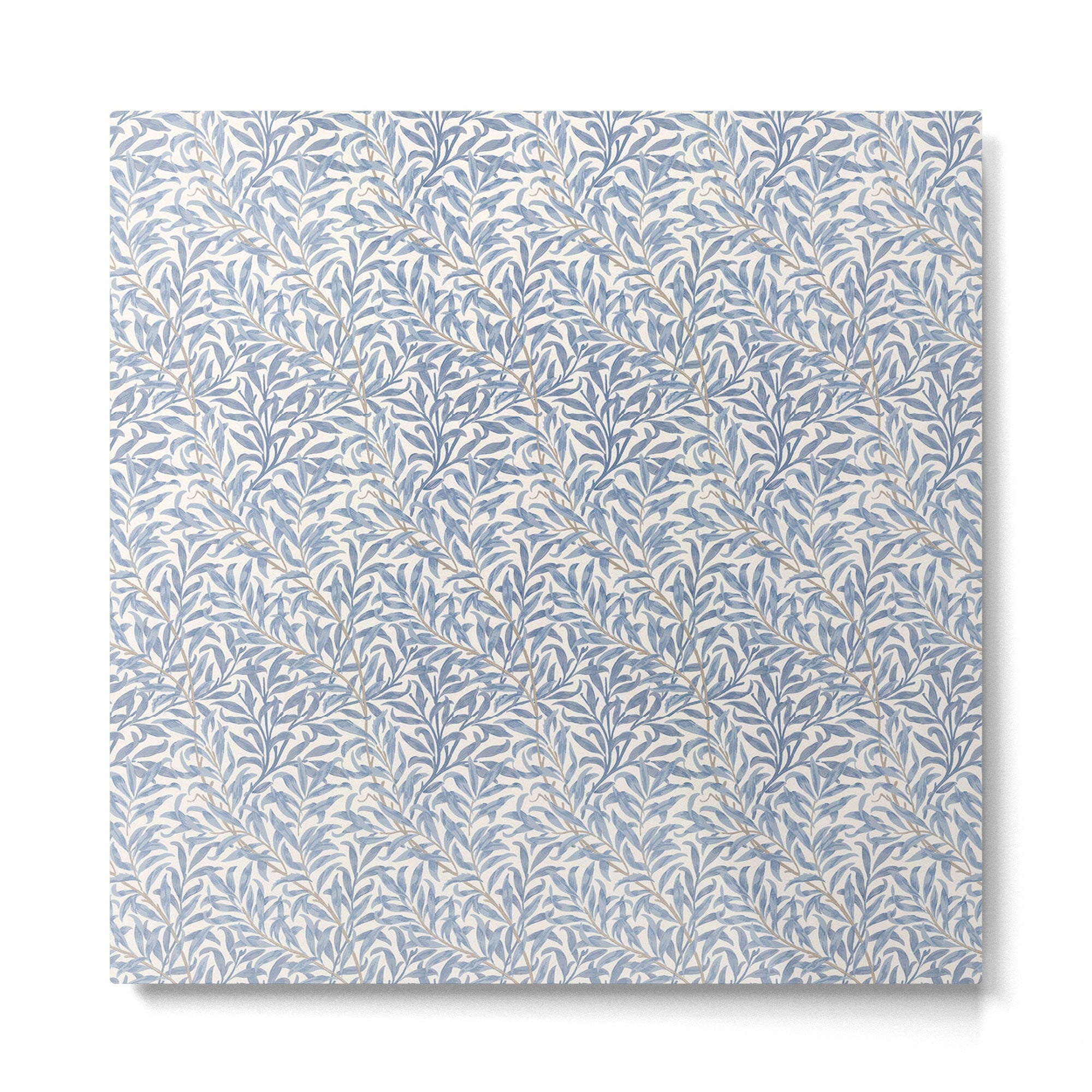 William Morris Willow Bough Blue Delft Porcelain Metal Print | TeksDecor
