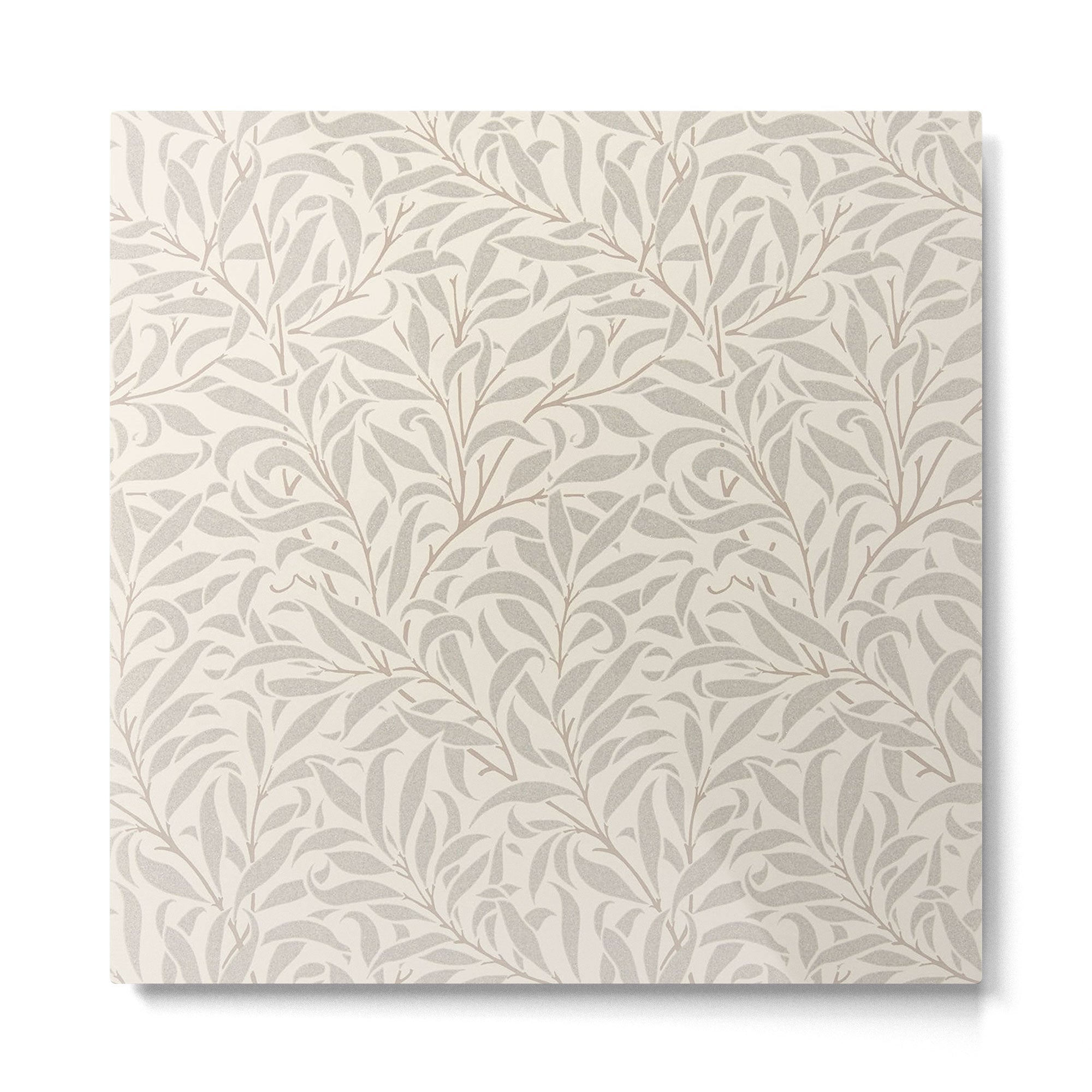 William Morris Willow Bough Ecru Silver Metal Print | TeksDecor