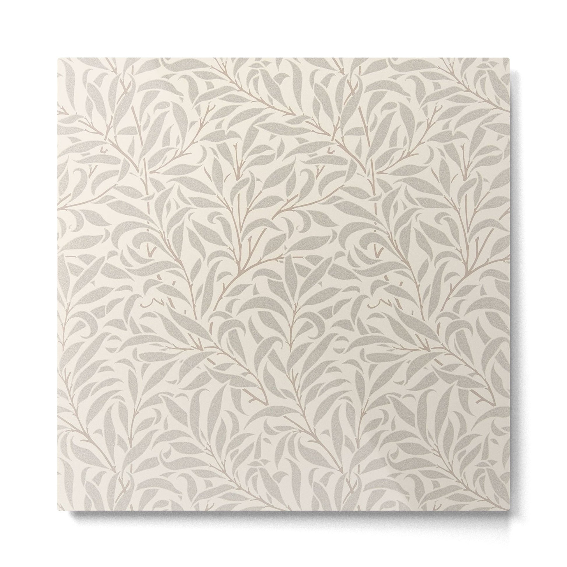 William Morris Willow Bough Ecru Silver Metal Print | TeksDecor
