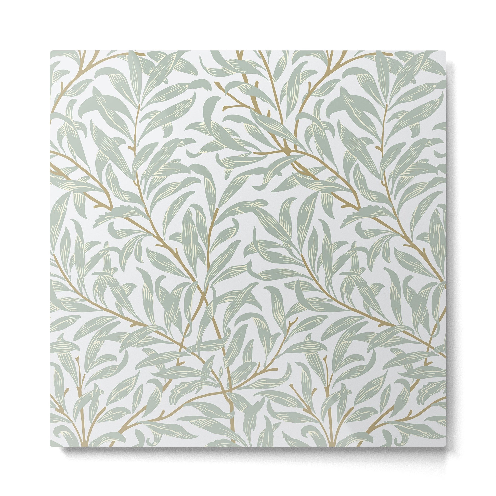 William Morris Willow Bough Pastel Blue Green Metal Print | TeksDecor