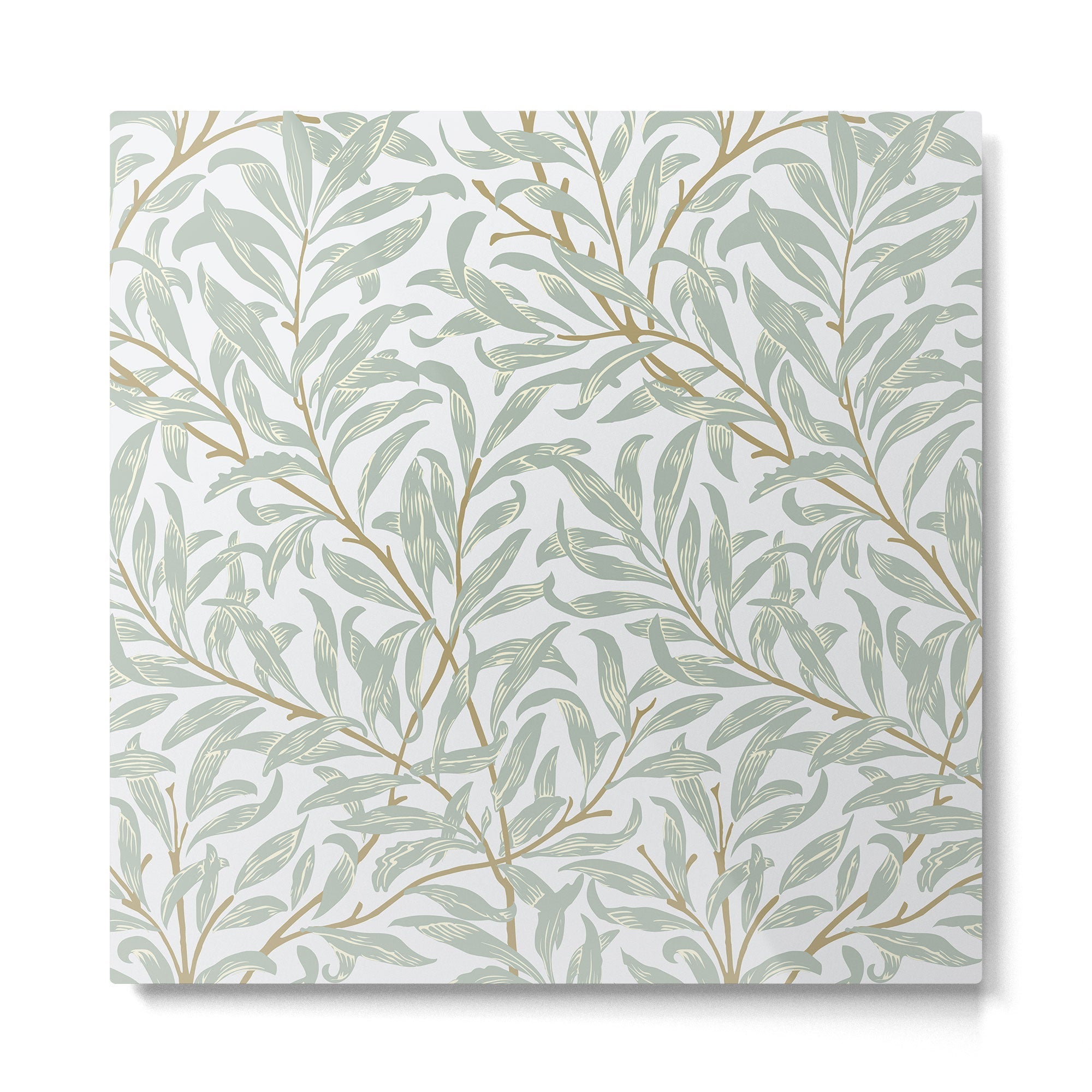 William Morris Willow Bough Pastel Blue Green Metal Print | TeksDecor