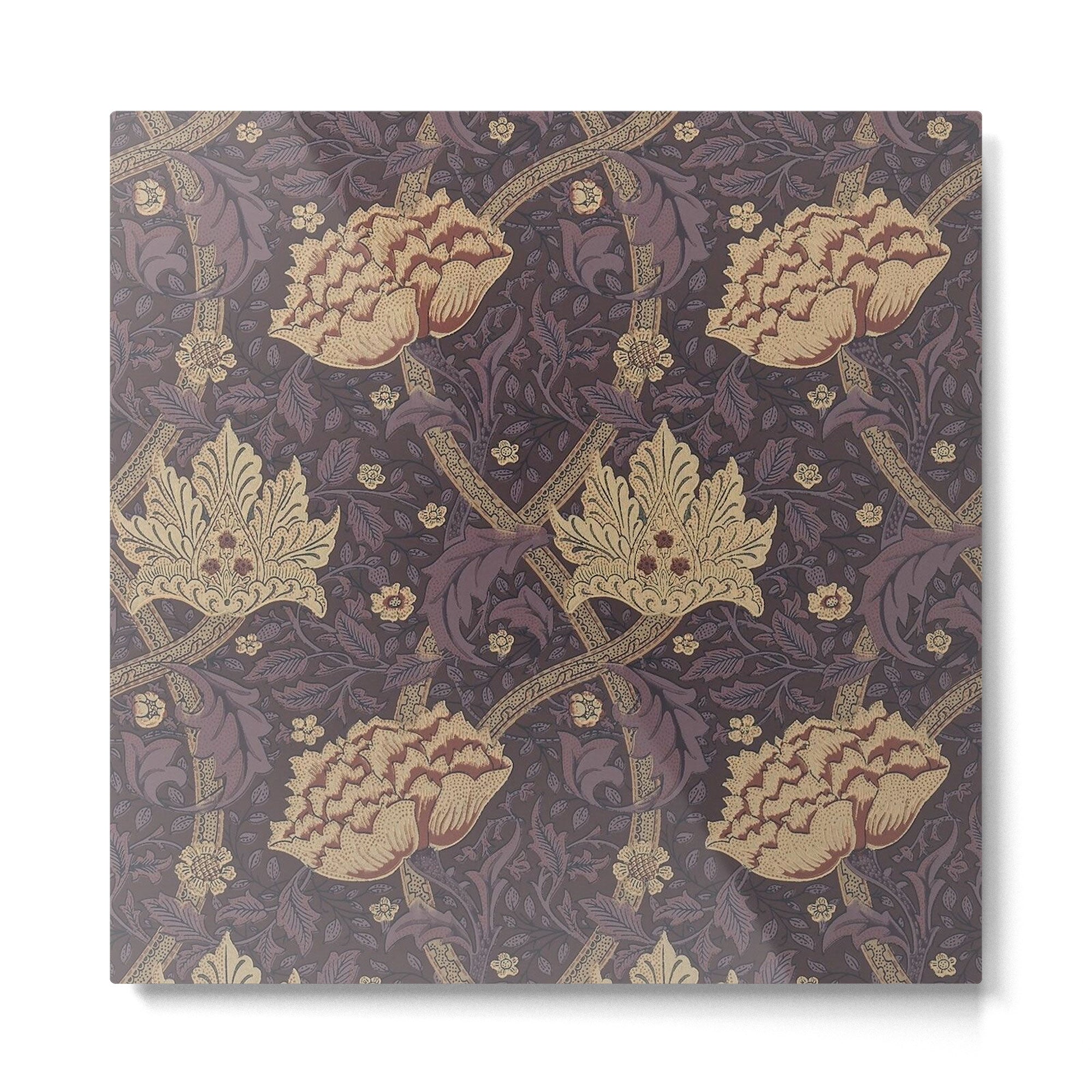 William Morris Windrush Aubergine Wine Vintage Pattern Metal Print | TeksDecor