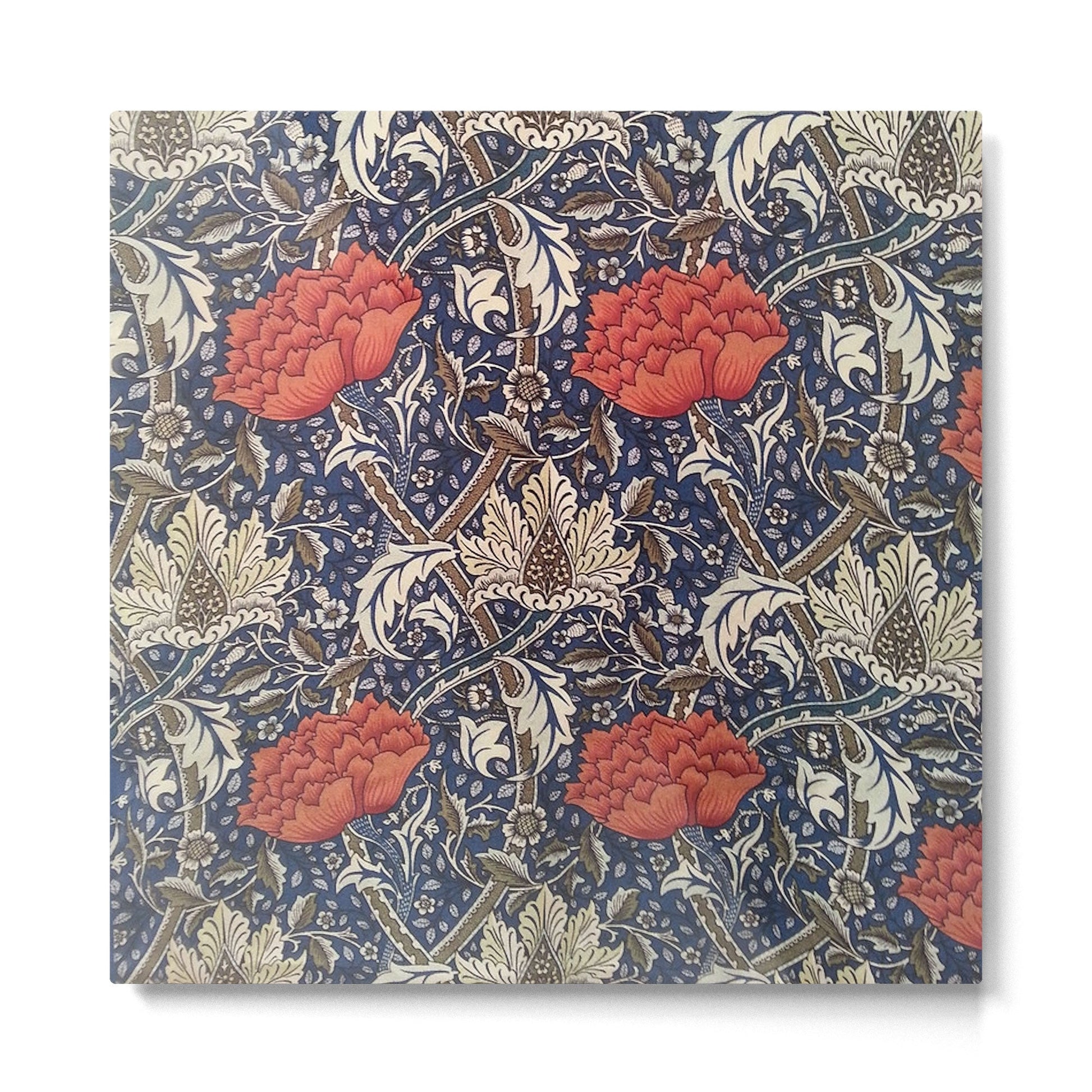 William Morris Windrush Blue Red Vintage Pattern Metal Print | TeksDecor