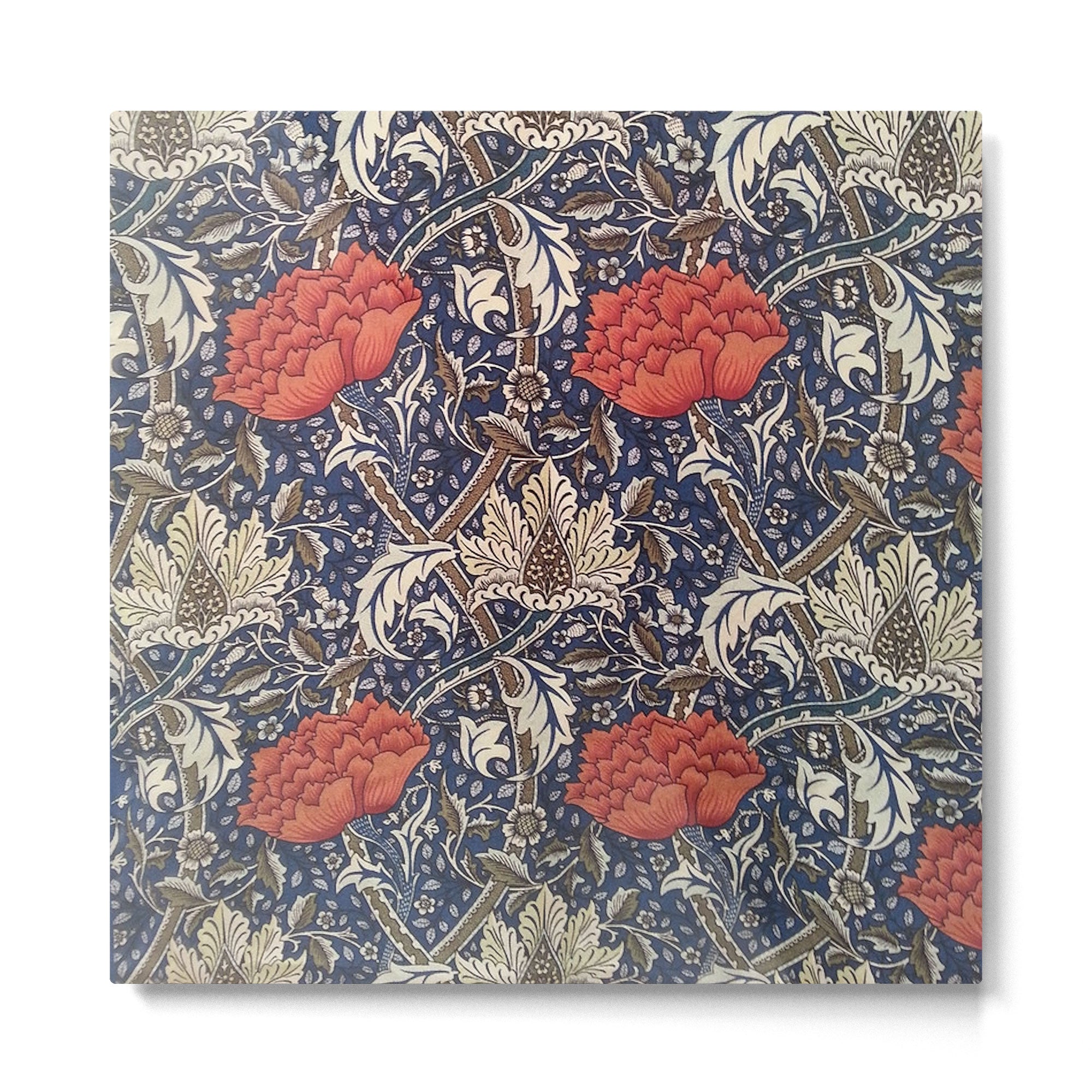William Morris Windrush Blue Red Vintage Pattern Metal Print | TeksDecor