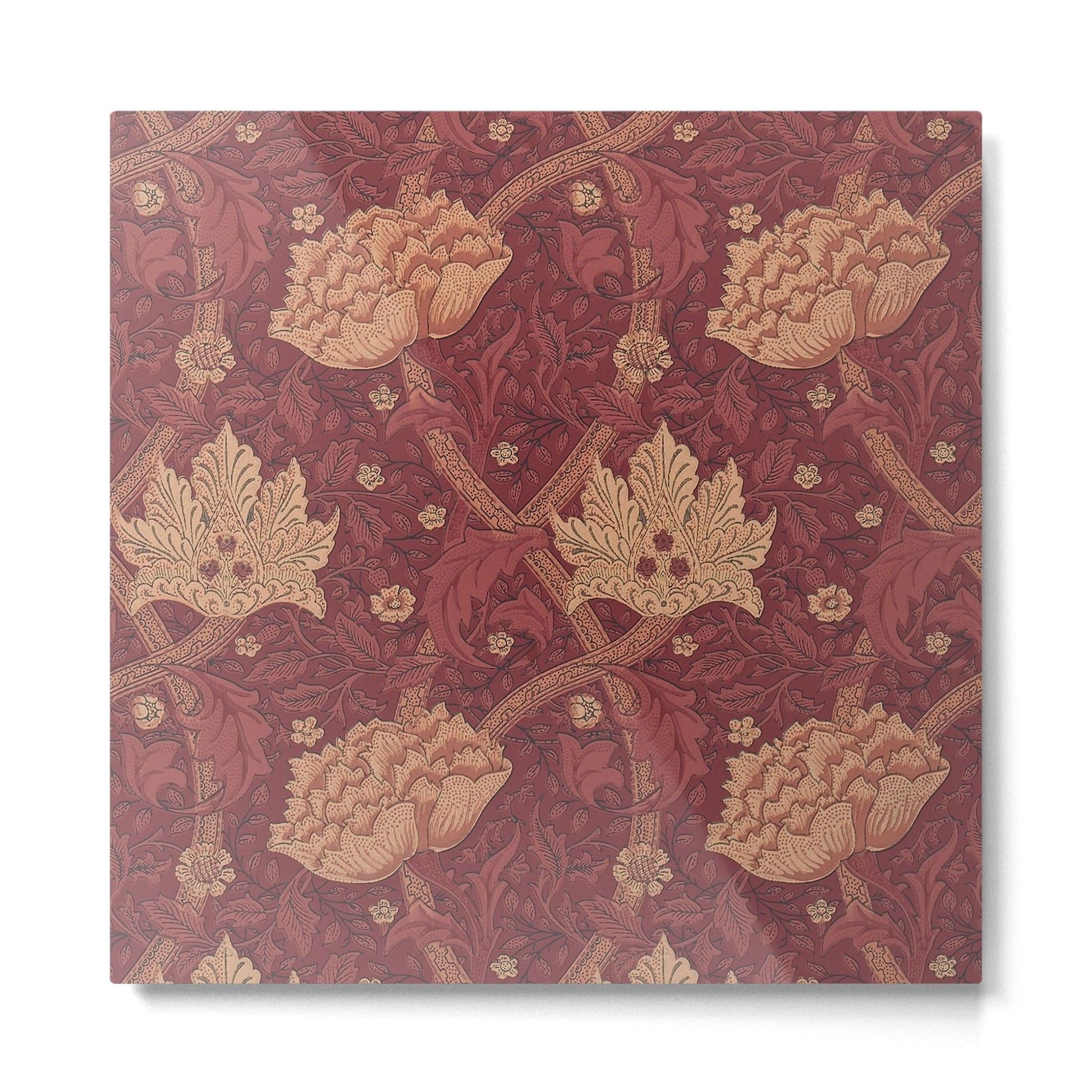 William Morris Windrush Dark Red Brick Vintage Pattern Metal Print | TeksDecor