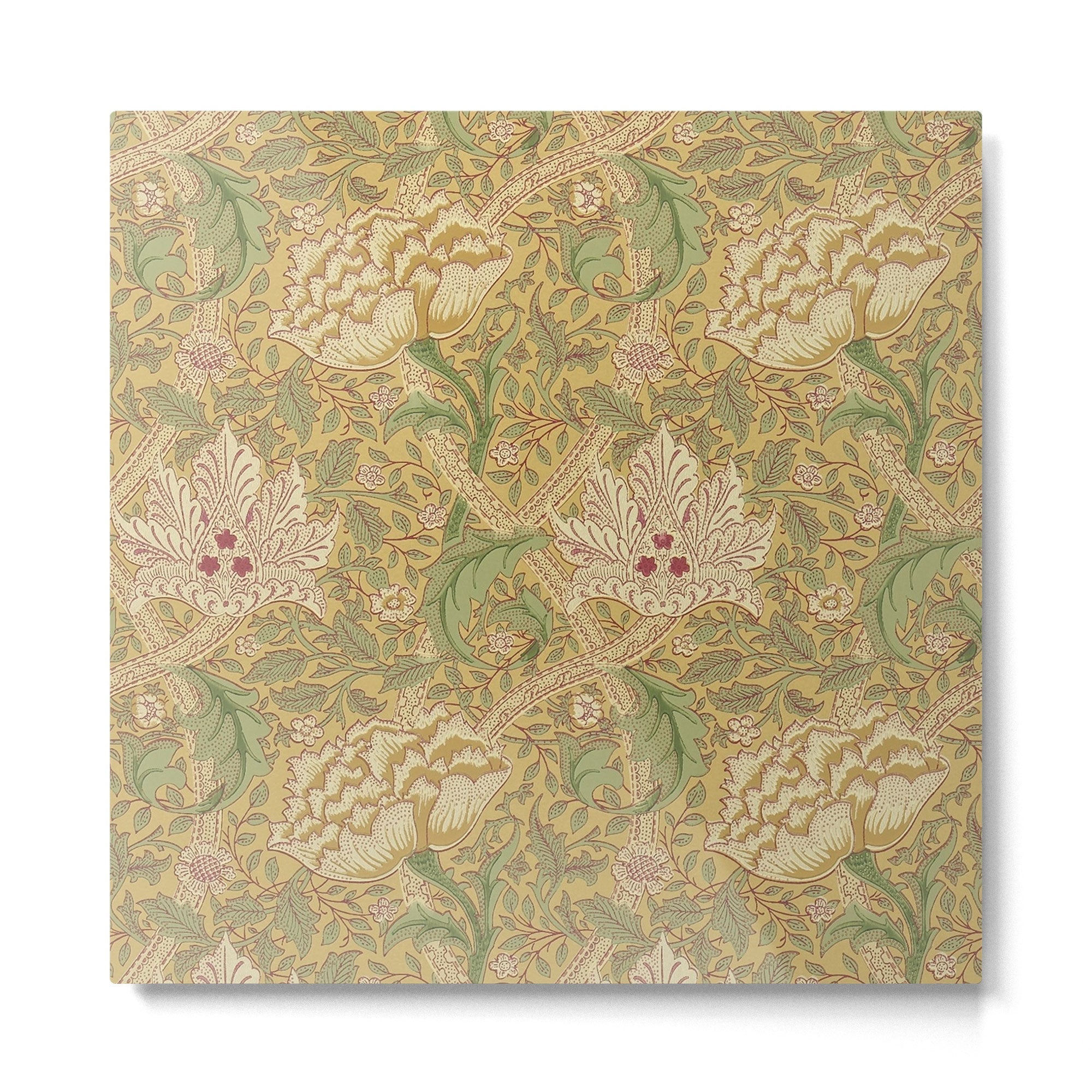 William Morris Windrush Gold Thyme Green Vintage Pattern Metal Print | TeksDecor
