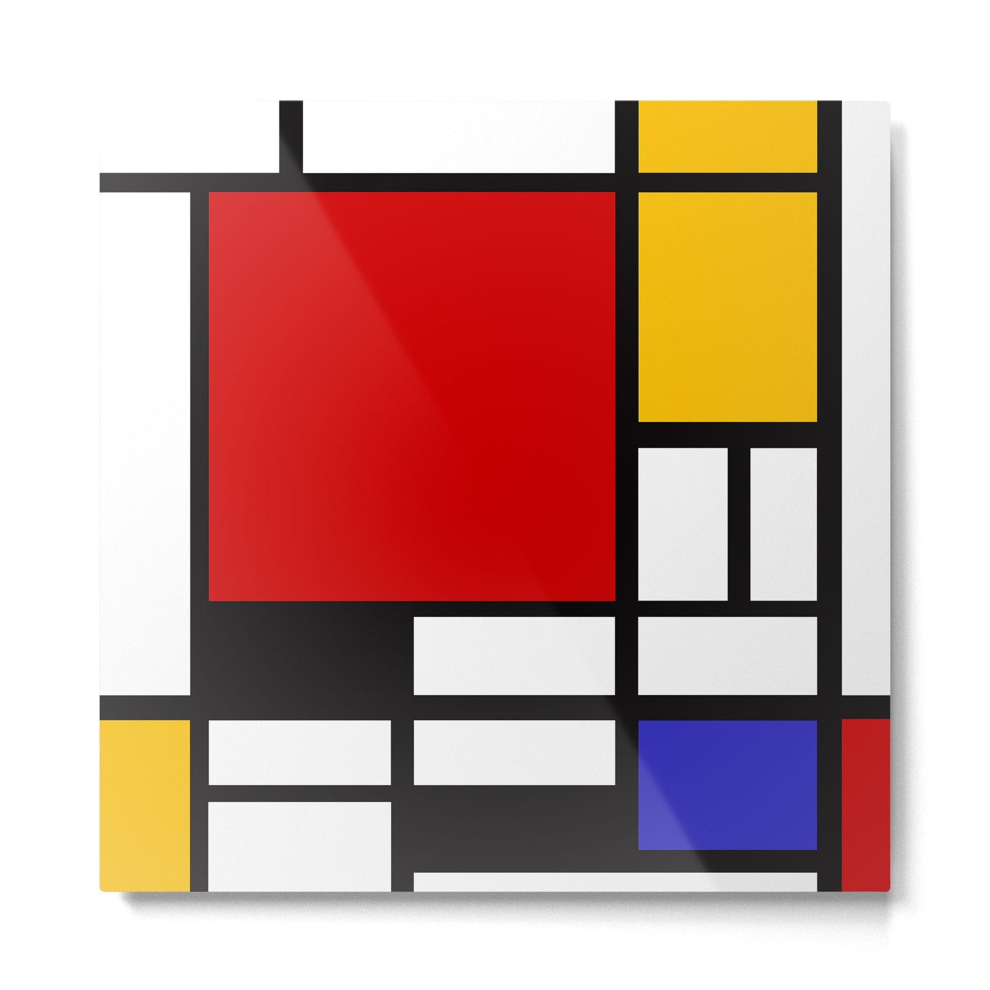 Piet Mondrian - Composition with Red, Yellow, and Blue 1942 Artwork Metal Print | TeksDecor