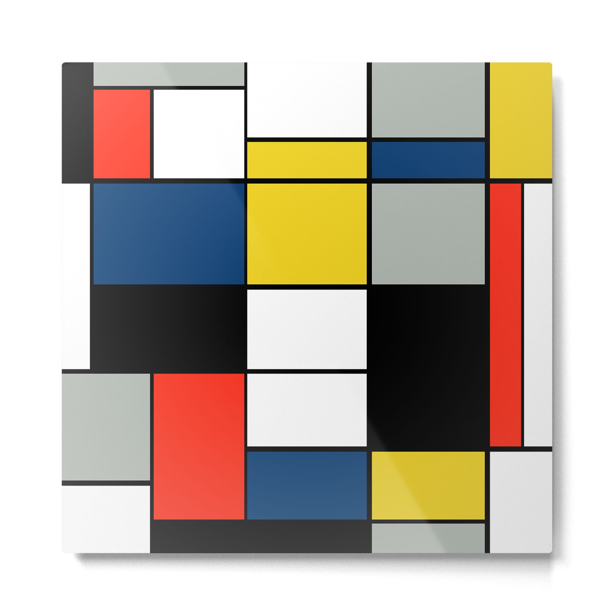 Piet Mondrian - Large Composition A with Black, Red, Gray, Yellow and Blue, 1930 Artwork Metal Print | TeksDecor