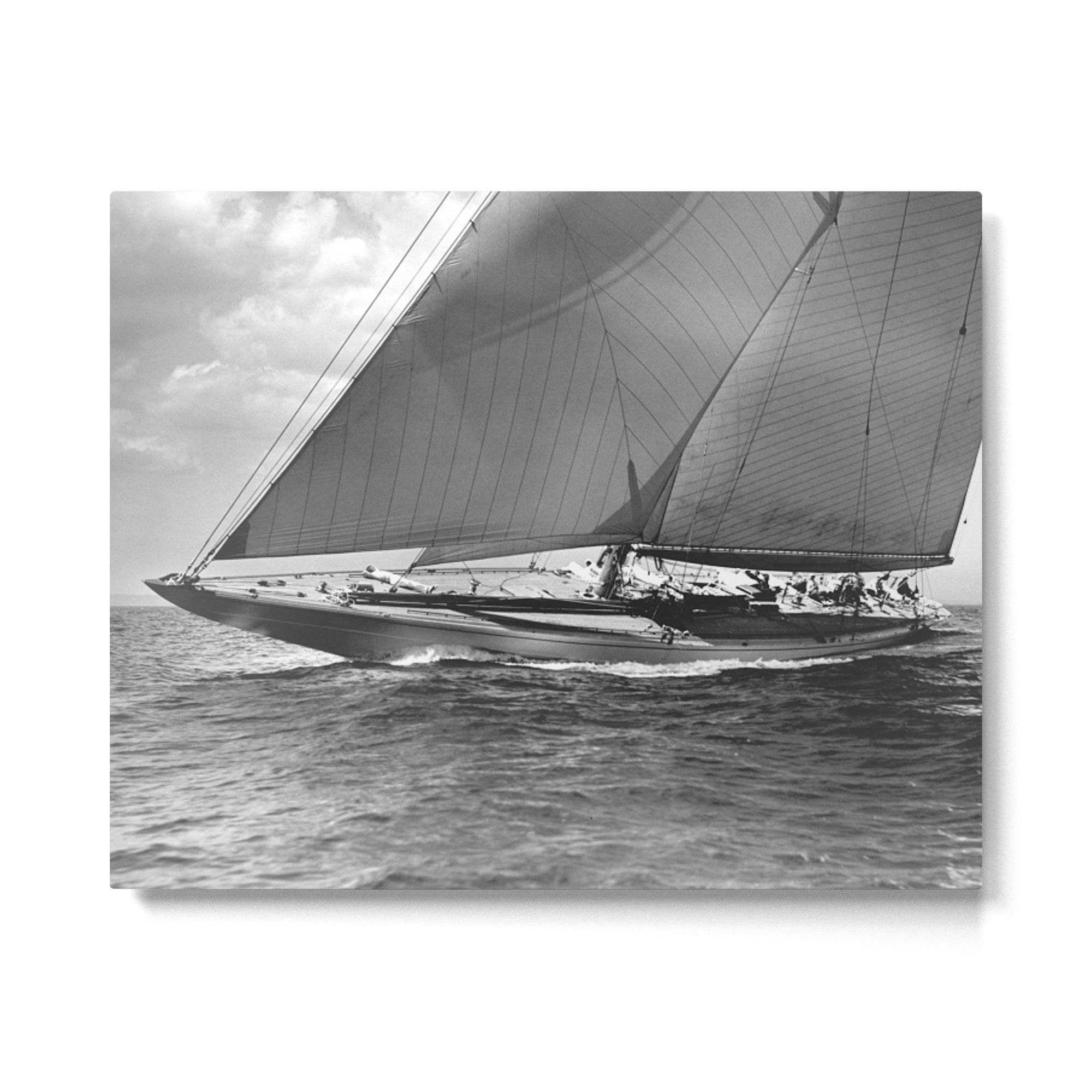 12-meter Sailing Yacht America's Cup Races nautical black and white photograph Metal Print | TeksDecor