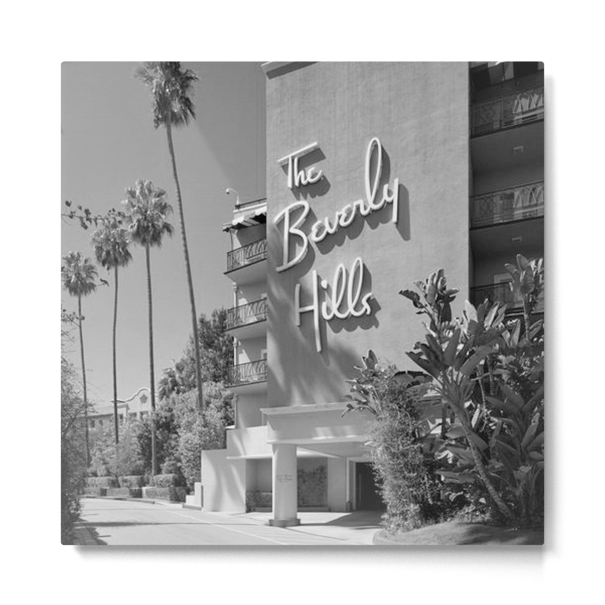 Beverly Hills Hotel, California black and white photograph / black and white photography Metal Print | TeksDecor