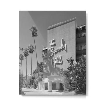 Beverly Hills Hotel, California black and white photograph / black and white photography Metal Print | TeksDecor