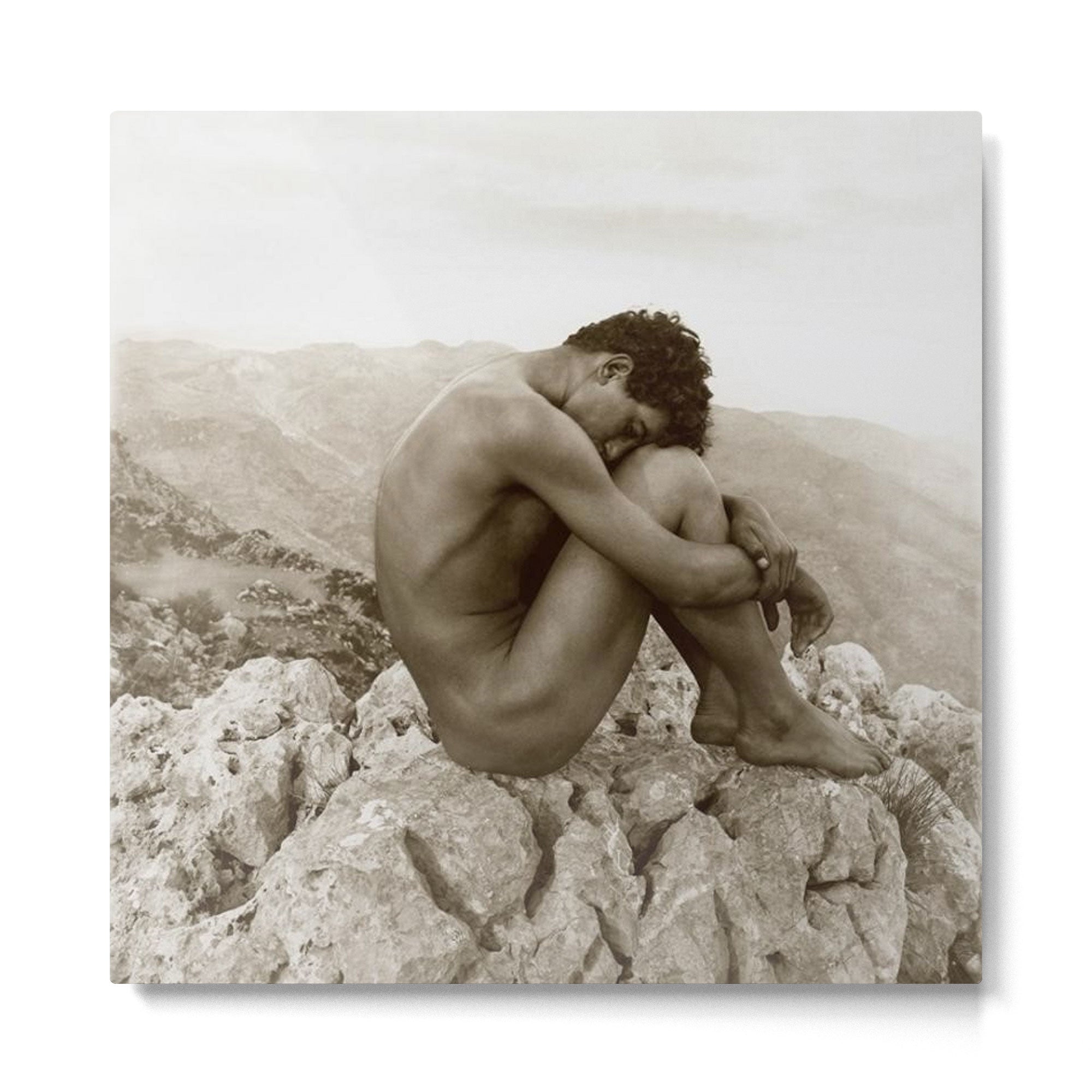 Caino' Male Nude black and white photograph / black and white photography by Wilhem von Gloeden Metal Print | TeksDecor