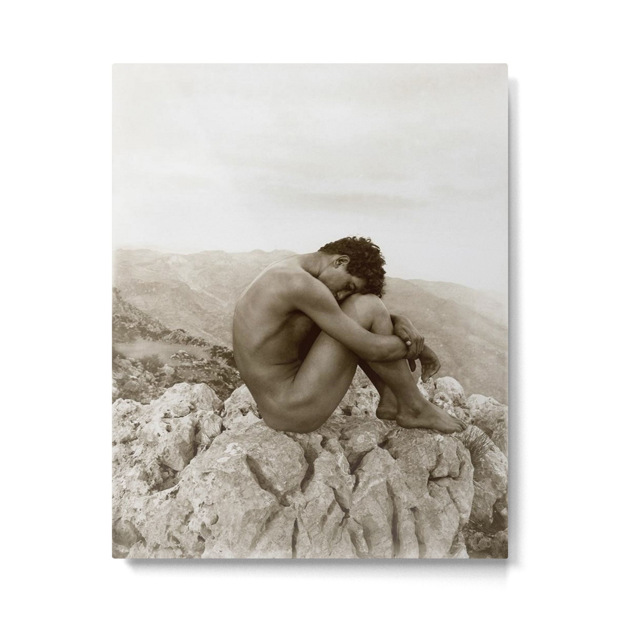 Caino' Male Nude black and white photograph / black and white photography by Wilhem von Gloeden Metal Print | TeksDecor