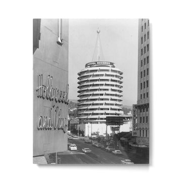 Capital Records Building, Los Angeles, California black and white photograph / black and white photography Metal Print | TeksDecor