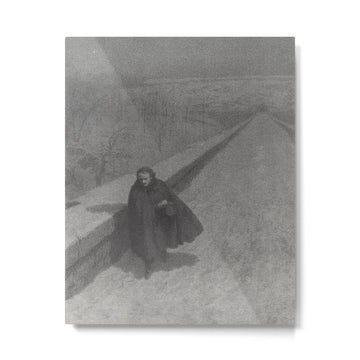 Edgar Allan Poe Walking the Bronx's High Bridge black and white lithograph  Metal Print | TeksDecor