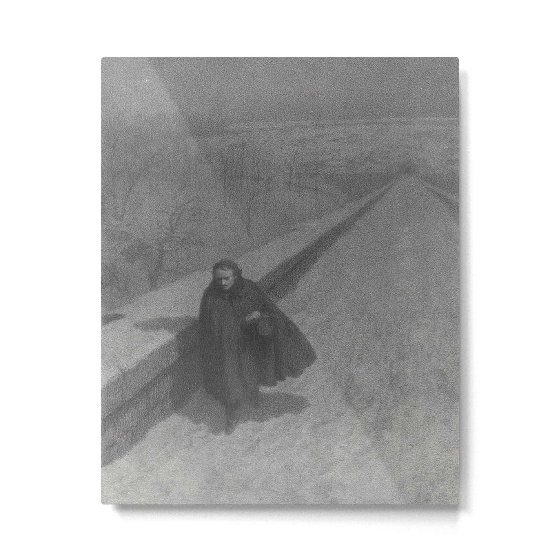 Edgar Allan Poe Walking the Bronx's High Bridge black and white lithograph  Metal Print | TeksDecor