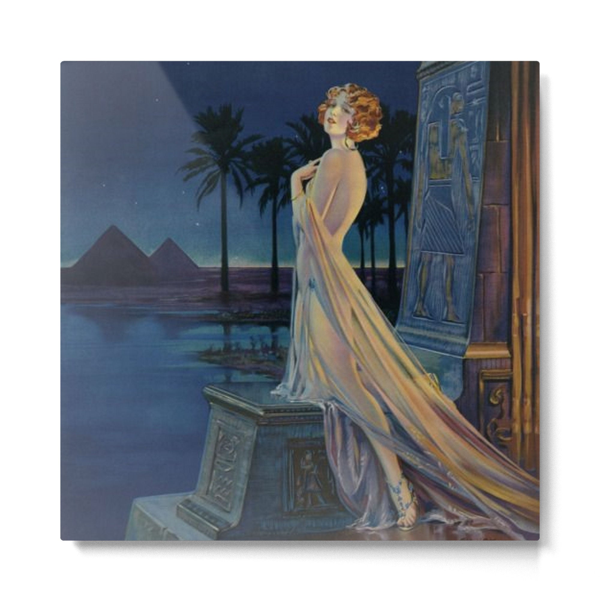 Melody of Ancient Egypt Art Deco romantic female figure by the River Nile painting by Henry Clive Metal Print | TeksDecor