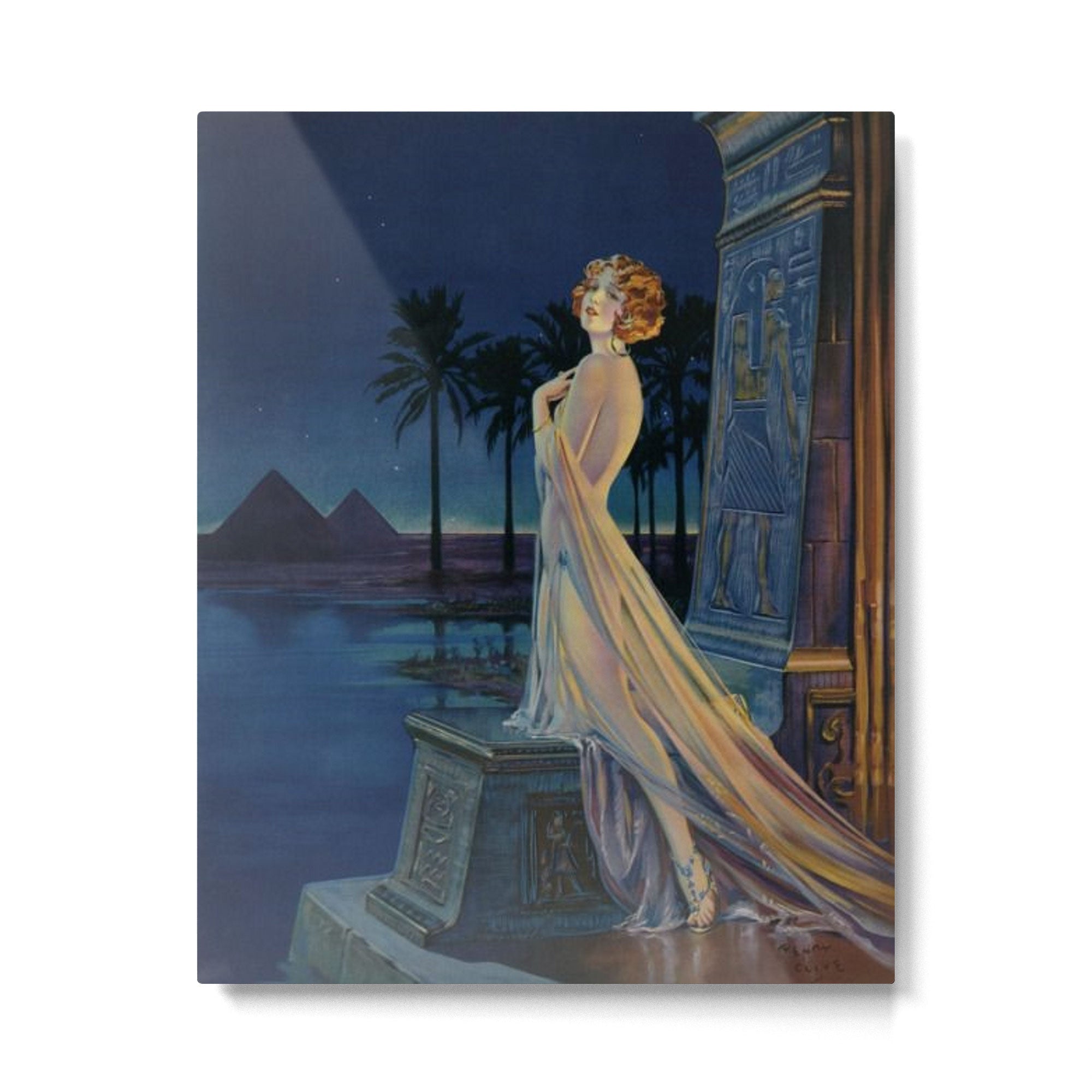 Melody of Ancient Egypt Art Deco romantic female figure by the River Nile painting by Henry Clive Metal Print | TeksDecor