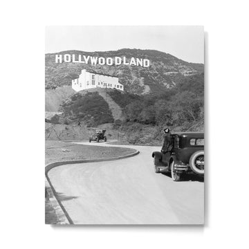 Old Hollywood sign Hollywoodland black and white photograph Metal Print | TeksDecor