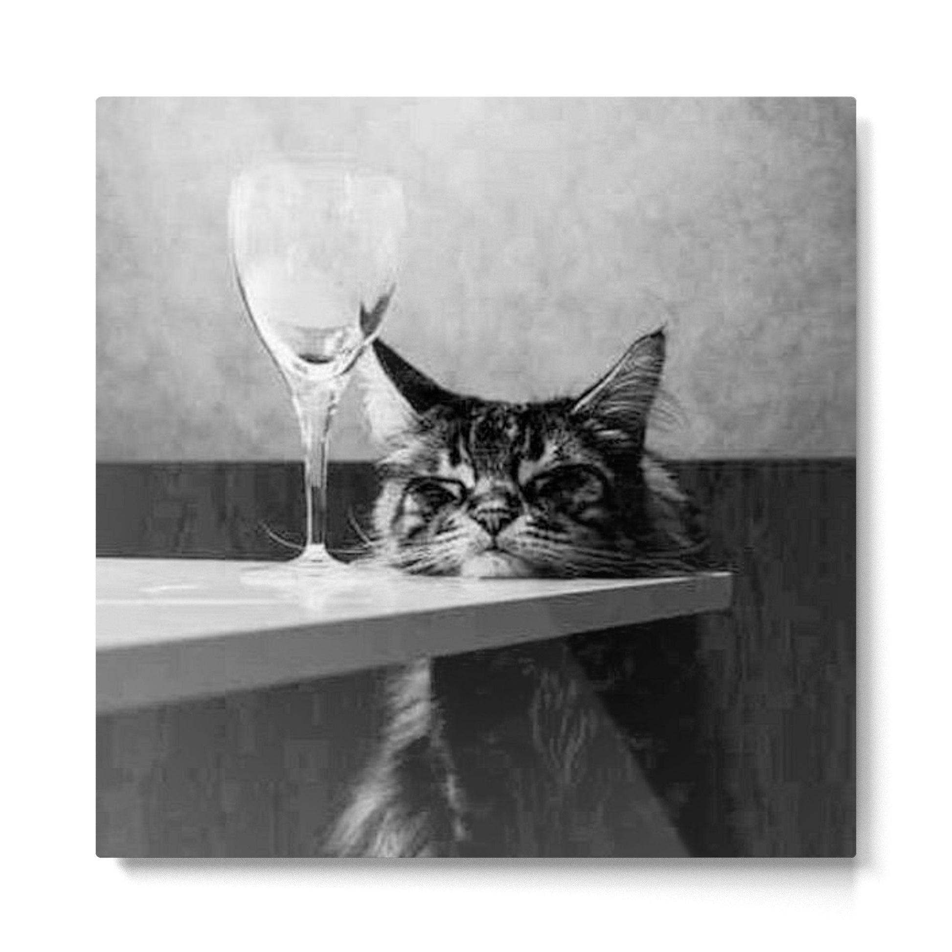 The Nightwatch Cat at the Absinthe bar black and white photograph / art photography Metal Print | TeksDecor