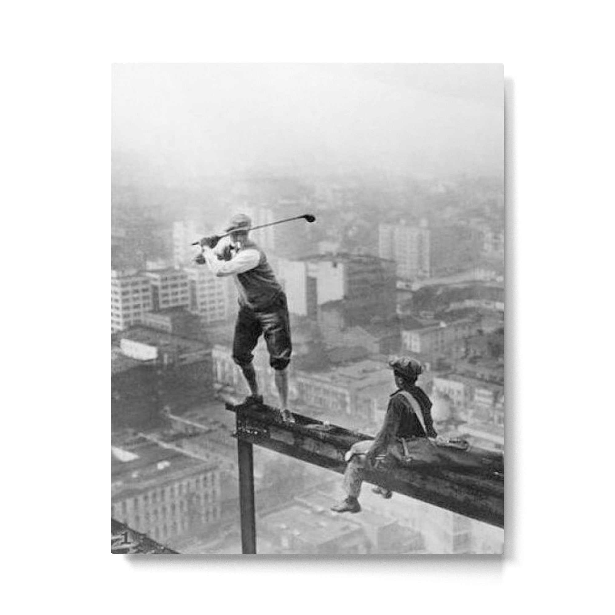 Tough Par Four - Golf Game at 1000 feet black and white photograph Metal Print | TeksDecor