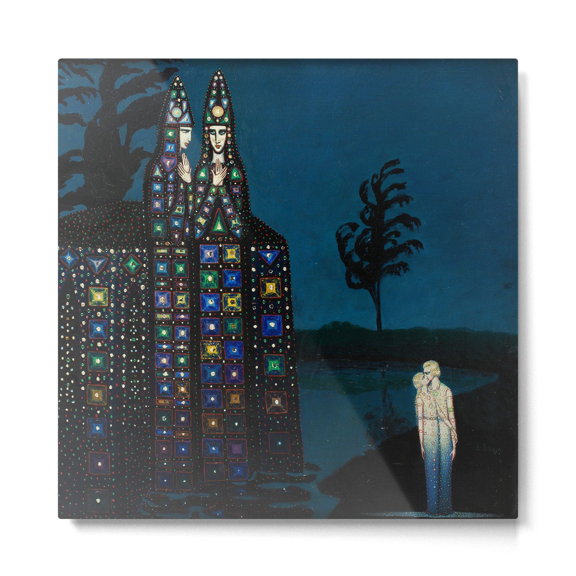 Confirmation of Love,' Magical Realism Portrait Painting by Boles??aw Biegas Metal Print | TeksDecor