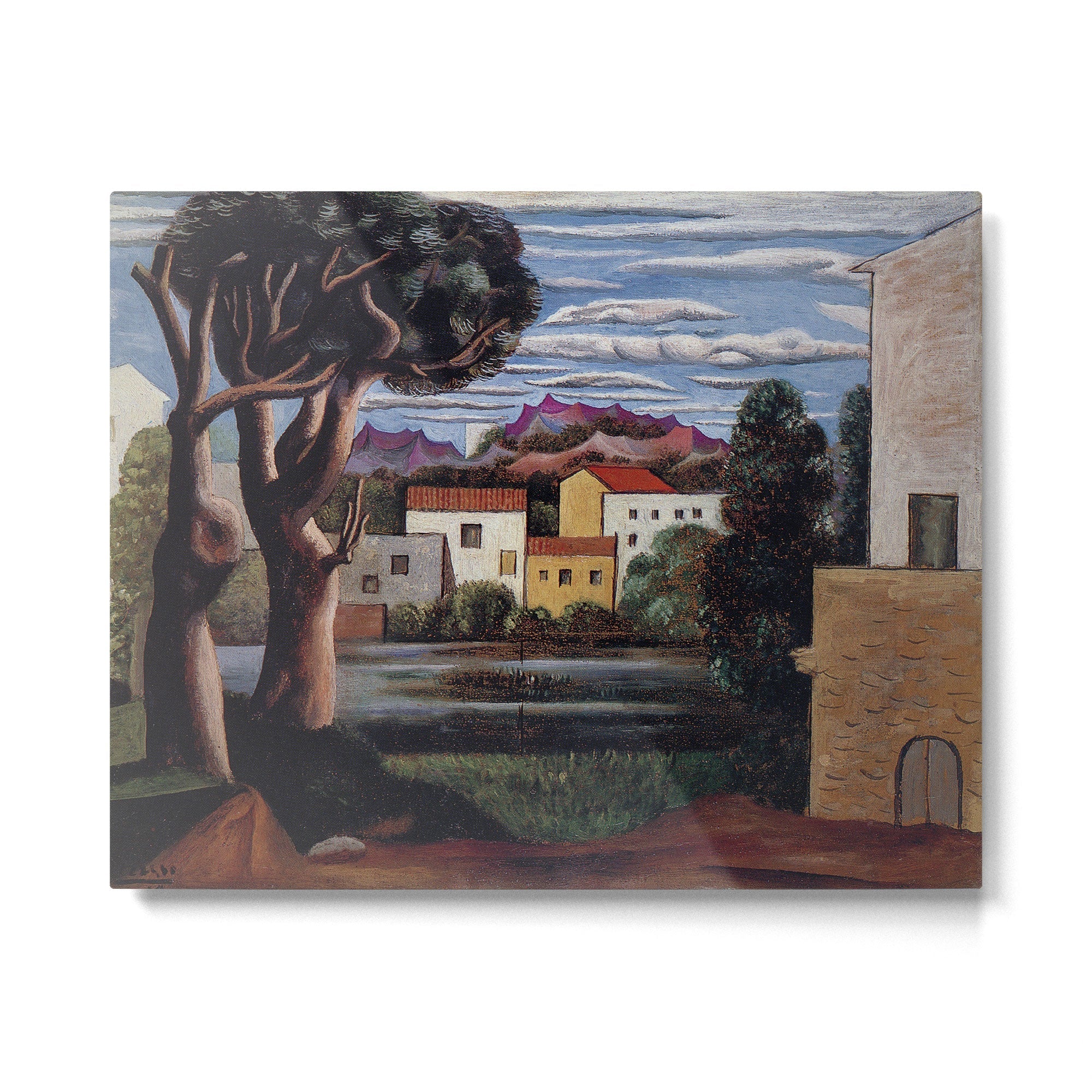 Pablo Picasso, Mediterranean Paysage (Landscape with Dead and Live Trees) (Paisaje con ?rbol muerto y vivo), oil on canvas landscape painting Metal Print | TeksDecor