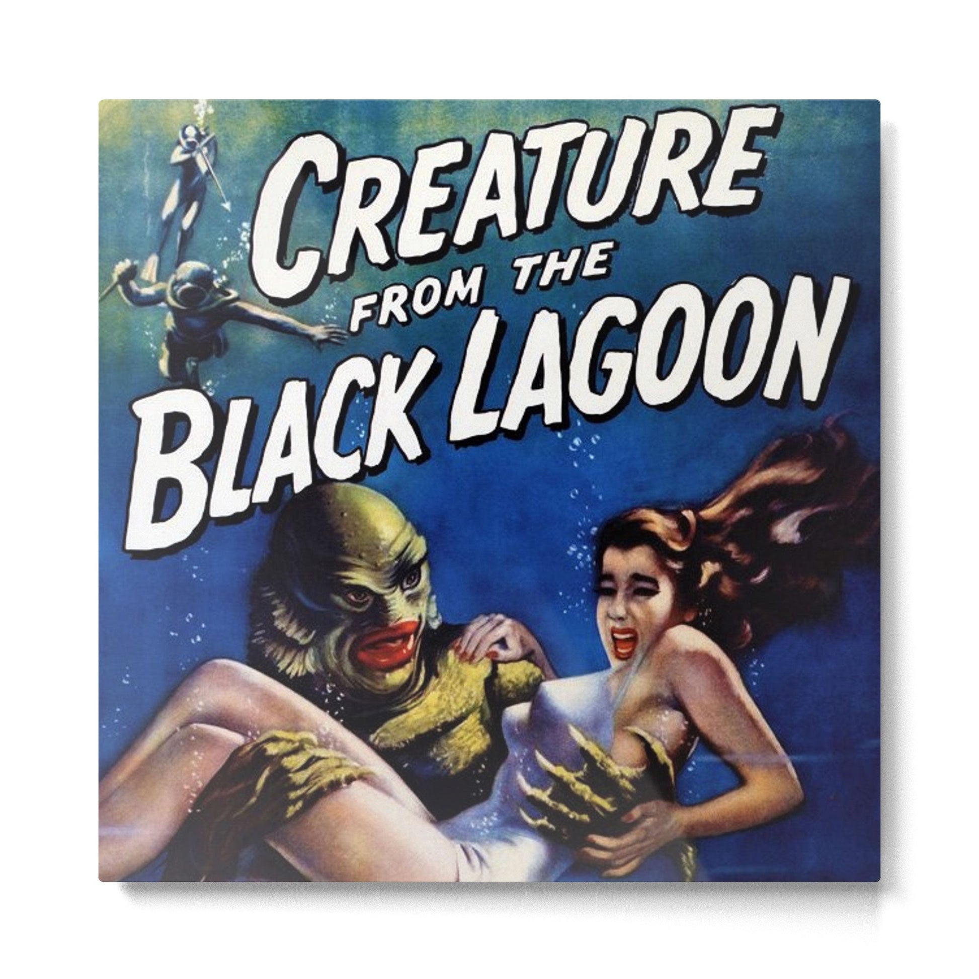 Vintage Creature from the Black Lagoon horror movie lobby theatrical poster card No. 1 blue Metal Print | TeksDecor