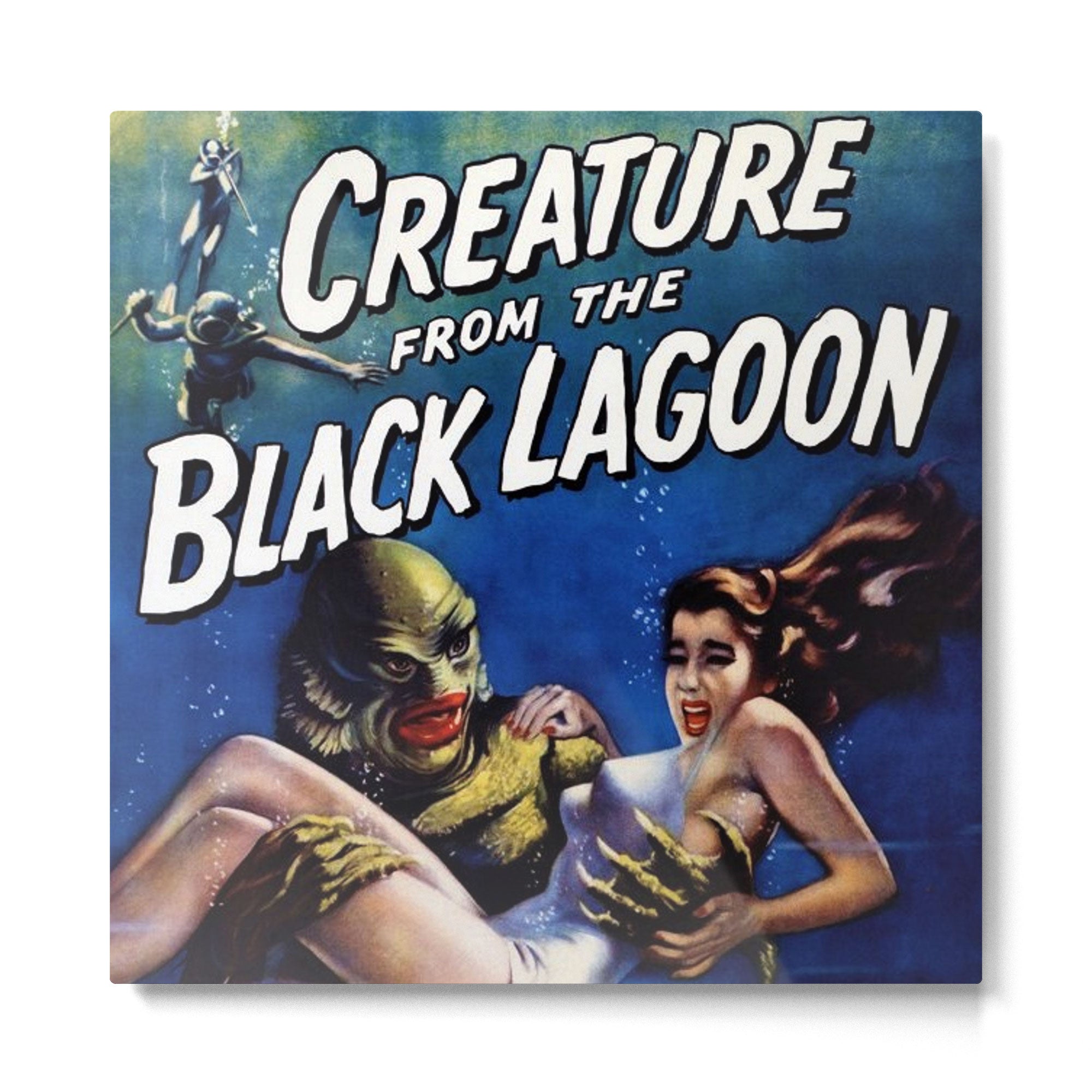 Vintage Creature from the Black Lagoon horror movie lobby theatrical poster card No. 1 blue Metal Print | TeksDecor