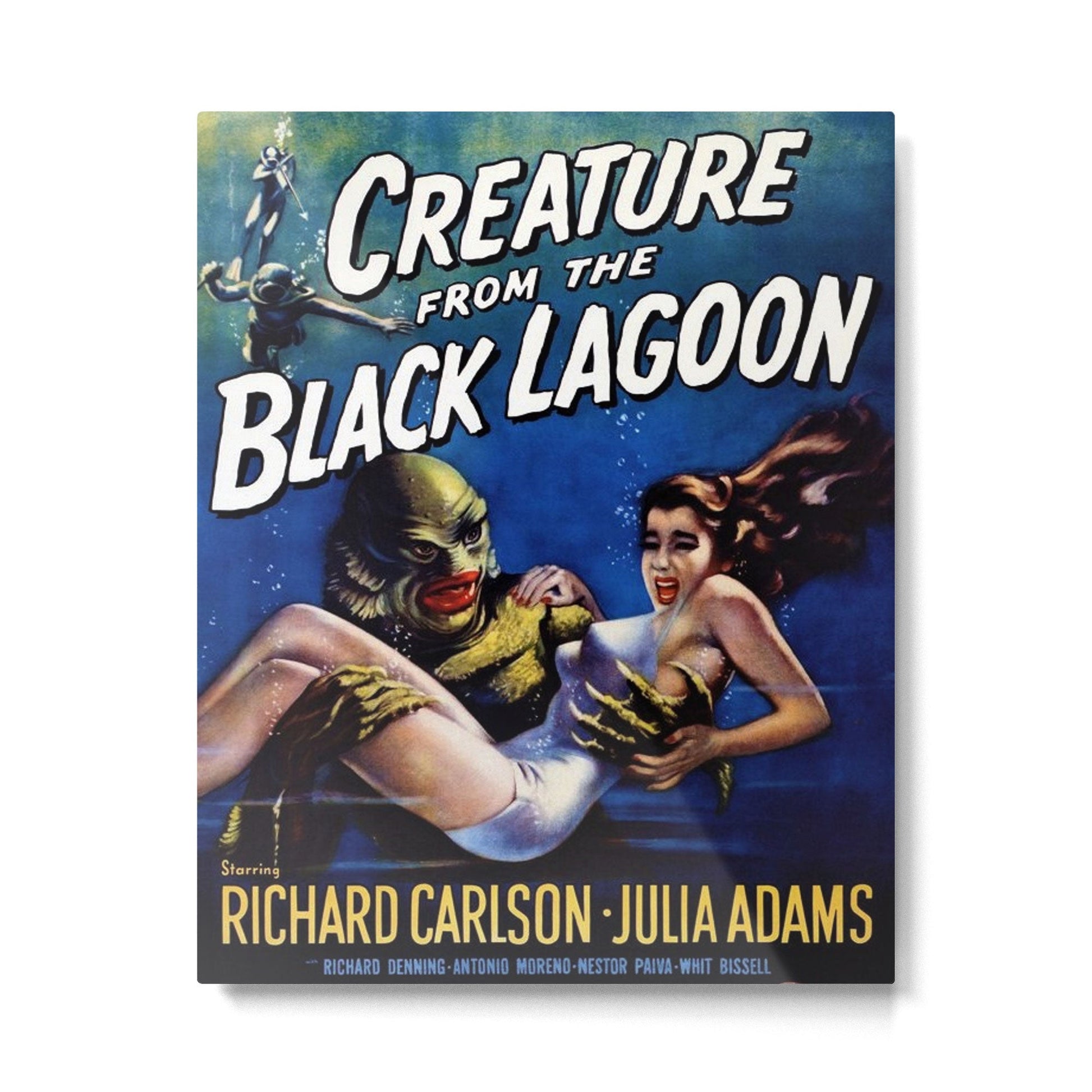 Vintage Creature from the Black Lagoon horror movie lobby theatrical poster card No. 1 blue Metal Print | TeksDecor