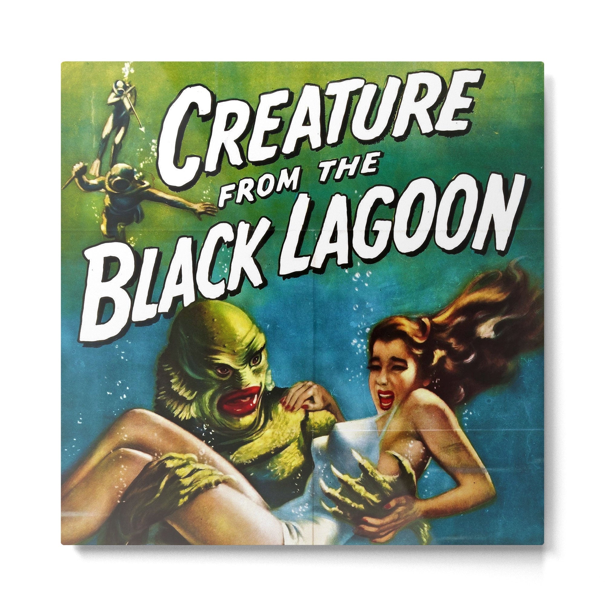 Vintage Creature from the Black Lagoon horror movie lobby theatrical poster card No. 2 green Metal Print | TeksDecor