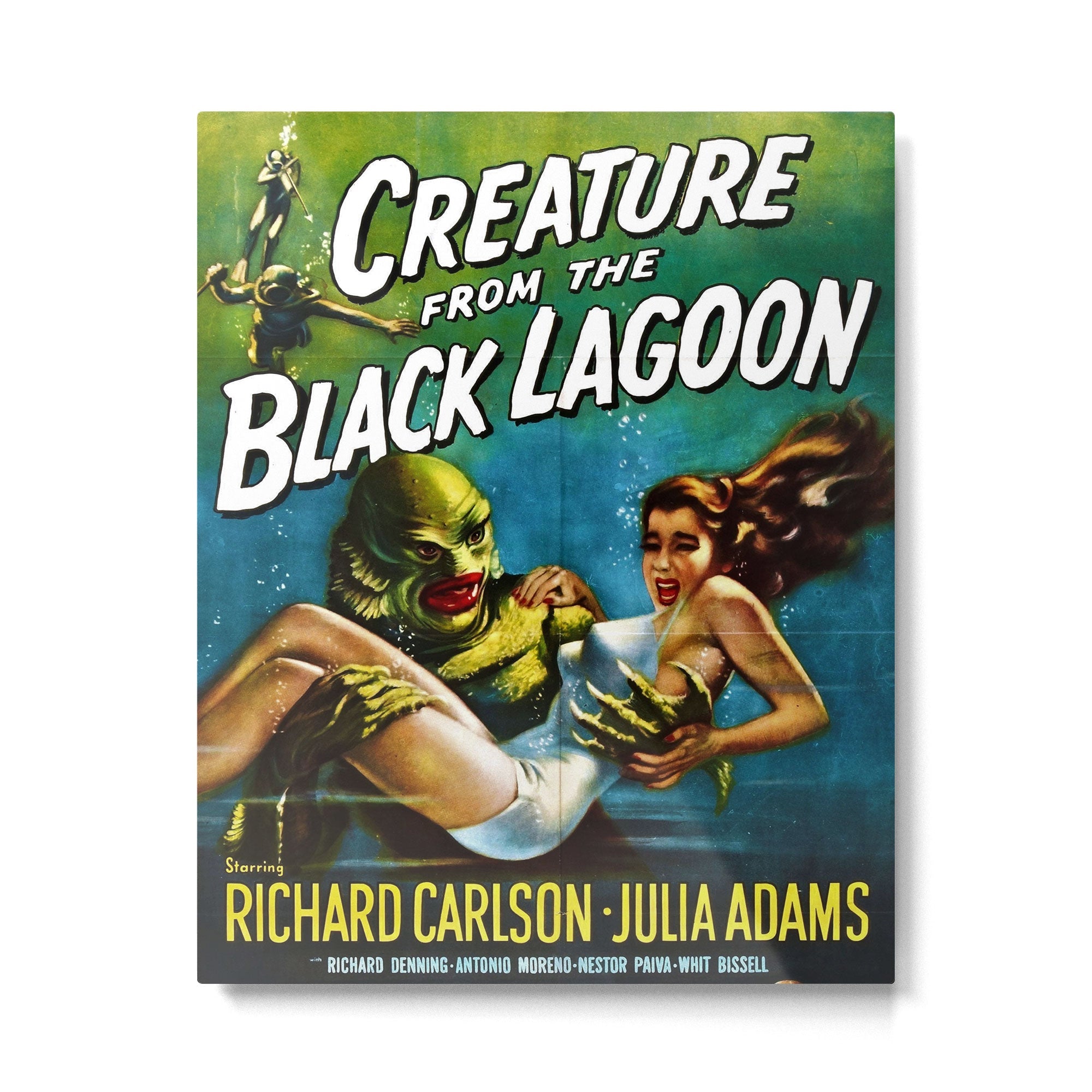 Vintage Creature from the Black Lagoon horror movie lobby theatrical poster card No. 2 green Metal Print | TeksDecor