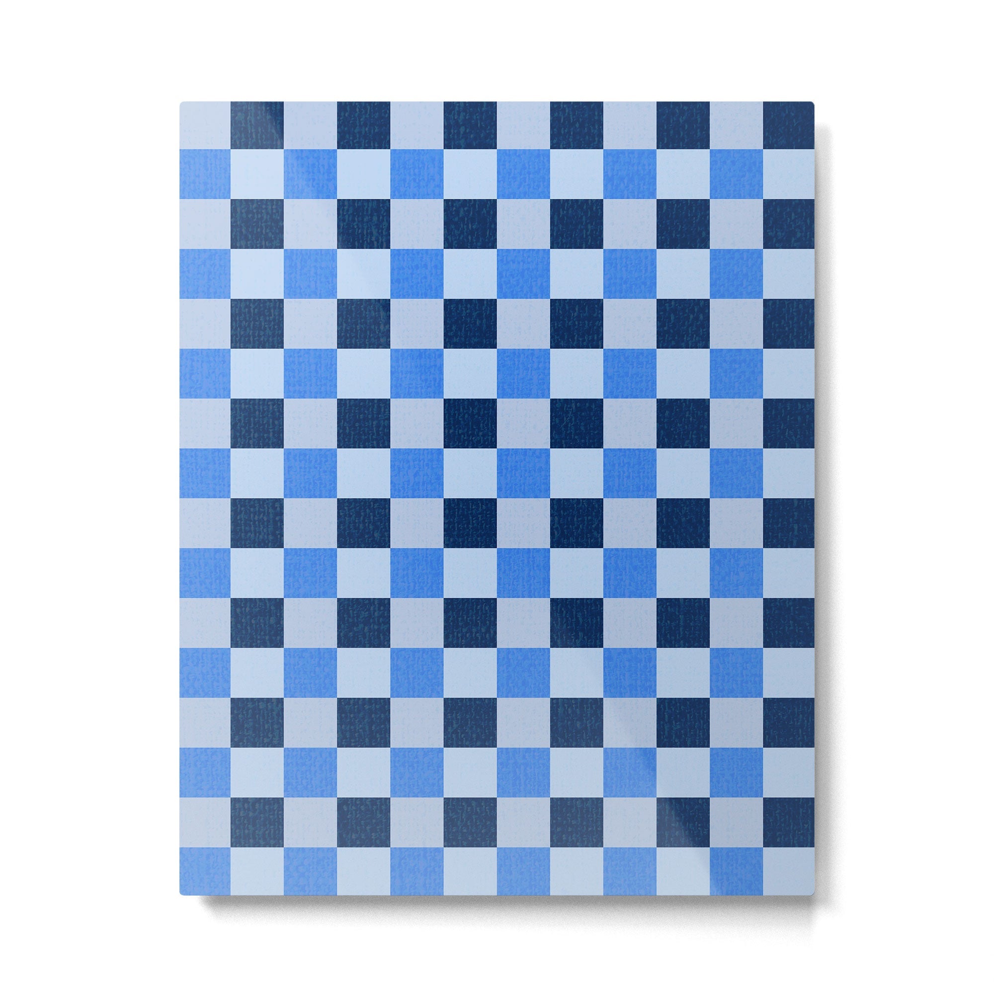 French Ocean Blue Checks Pattern Metal Print | TeksDecor