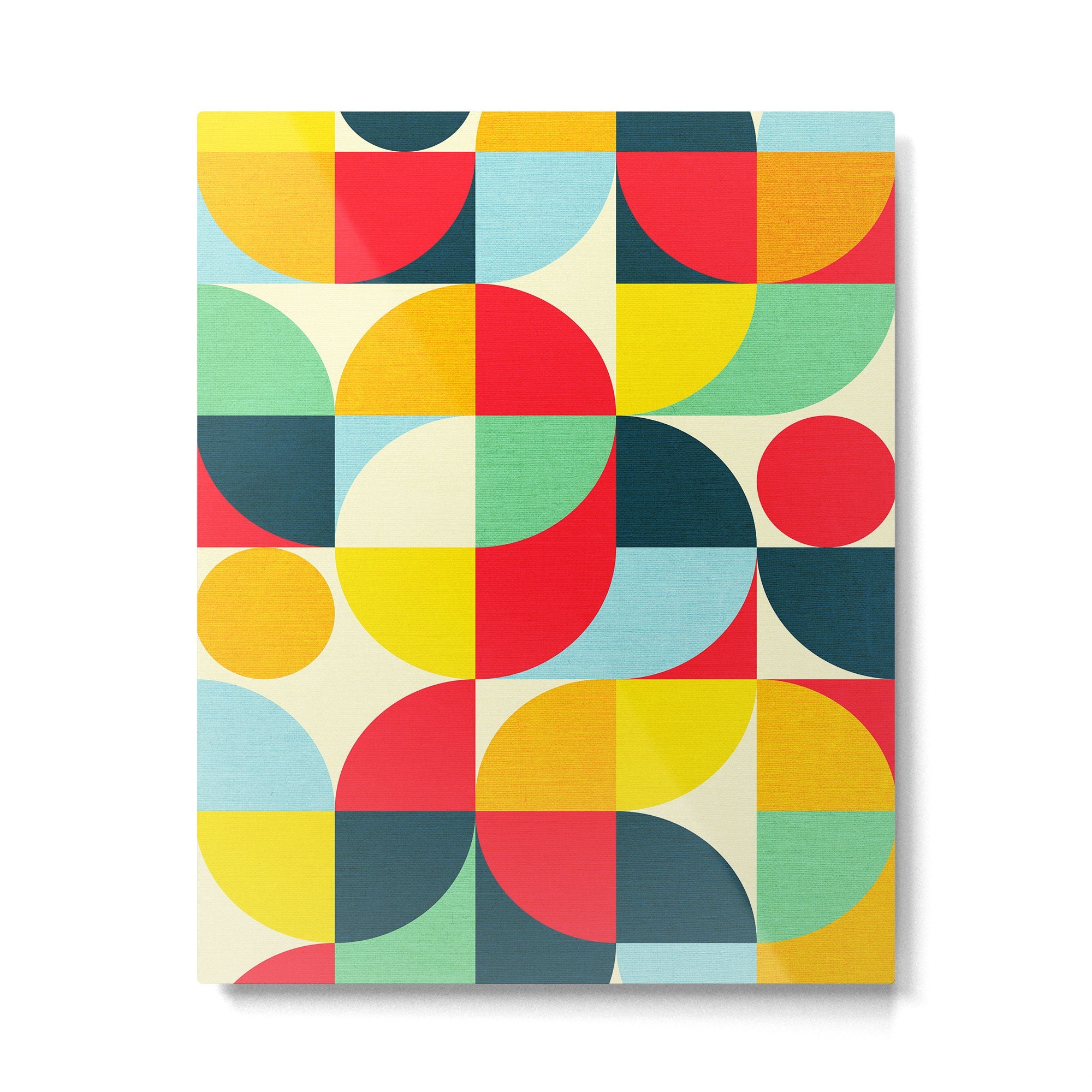 Mid Century Bauhaus Geometric Pattern Metal Print | TeksDecor