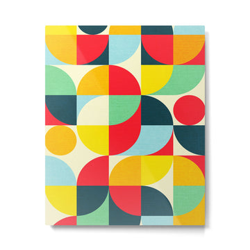 Mid Century Bauhaus Geometric Pattern Metal Print | TeksDecor