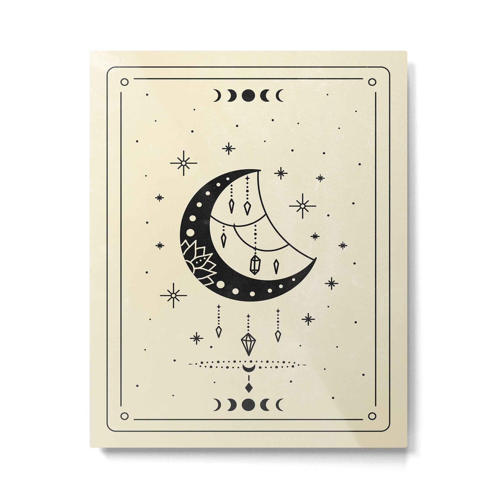 Mystic Moon & Stars: The Beige Edition Metal Print | TeksDecor