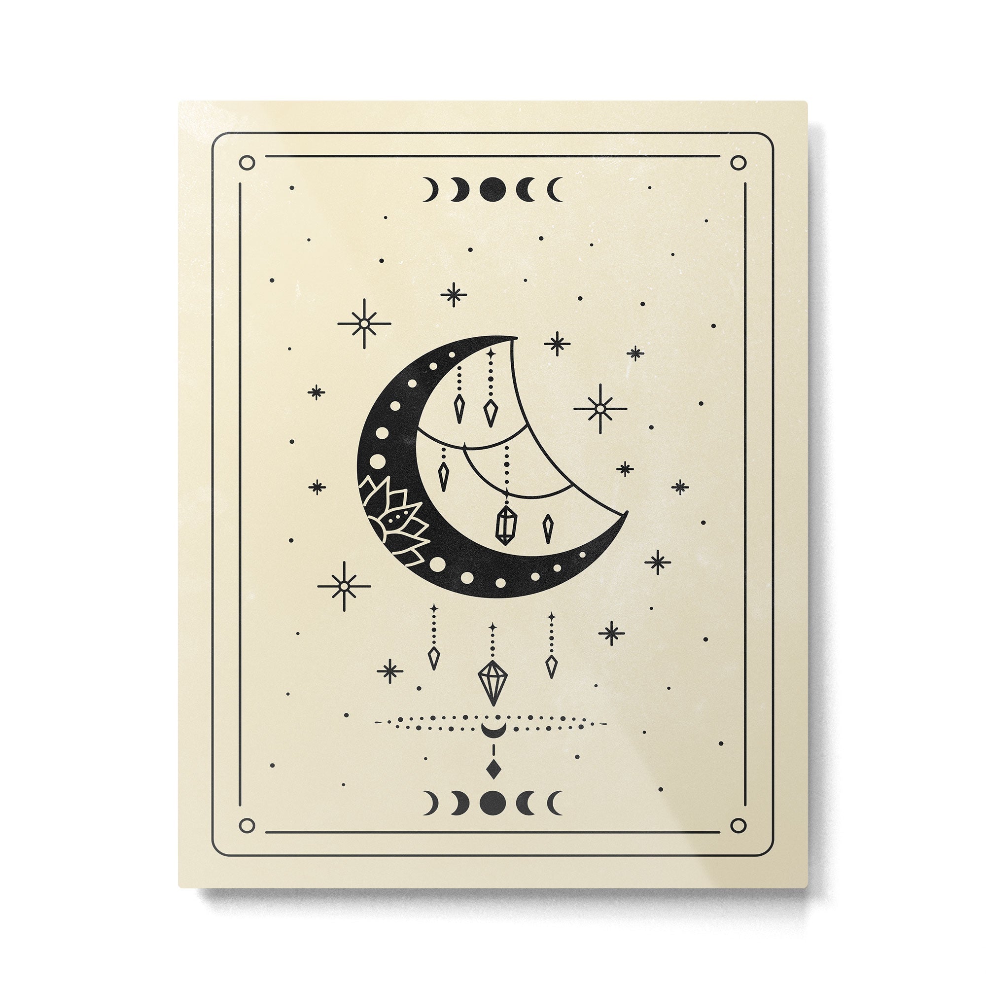 Mystic Moon & Stars: The Beige Edition Metal Print | TeksDecor