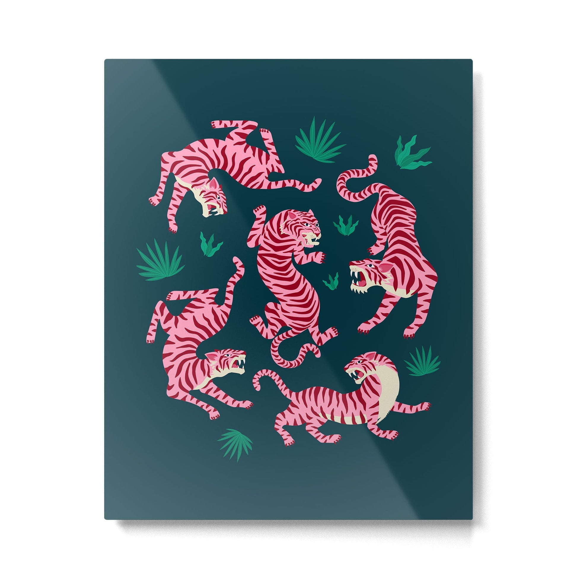 Night Race: Pink Tiger Edition Metal Print | TeksDecor