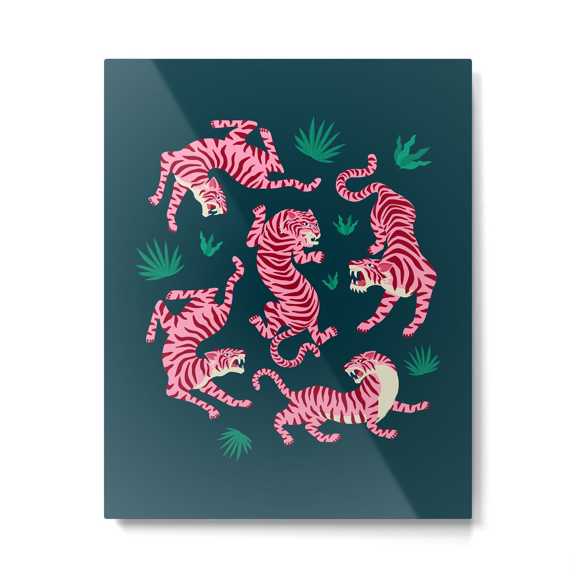 Night Race: Pink Tiger Edition Metal Print | TeksDecor
