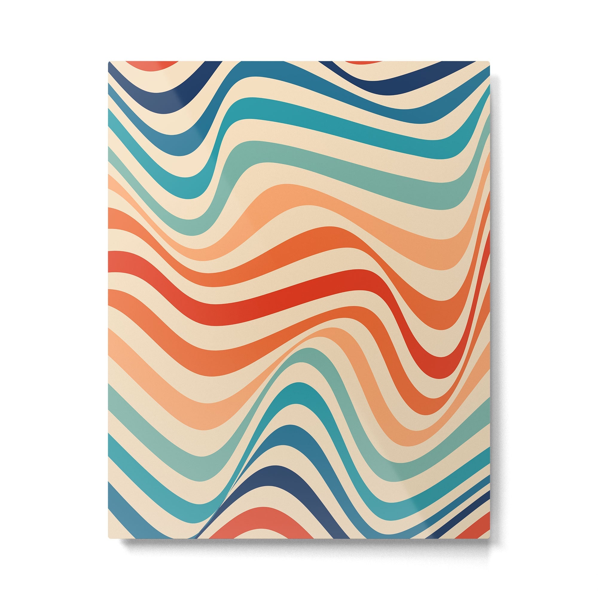 Retro 70s Color Palette | Optical Wave Illusion Metal Print | TeksDecor