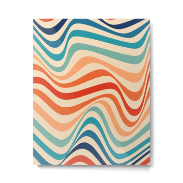 Retro 70s Color Palette | Optical Wave Illusion Metal Print | TeksDecor