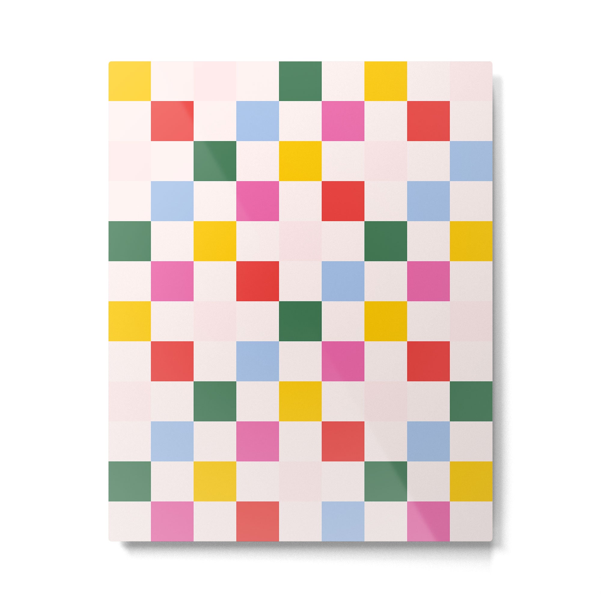 Retro Bauhaus Pattern | Abstract Shapes | Geometric Checks Metal Print | TeksDecor