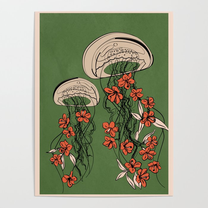 Floral Jellyfishes 2 Poster