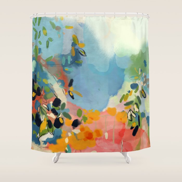 garden with sea view and olive tree Shower Curtain