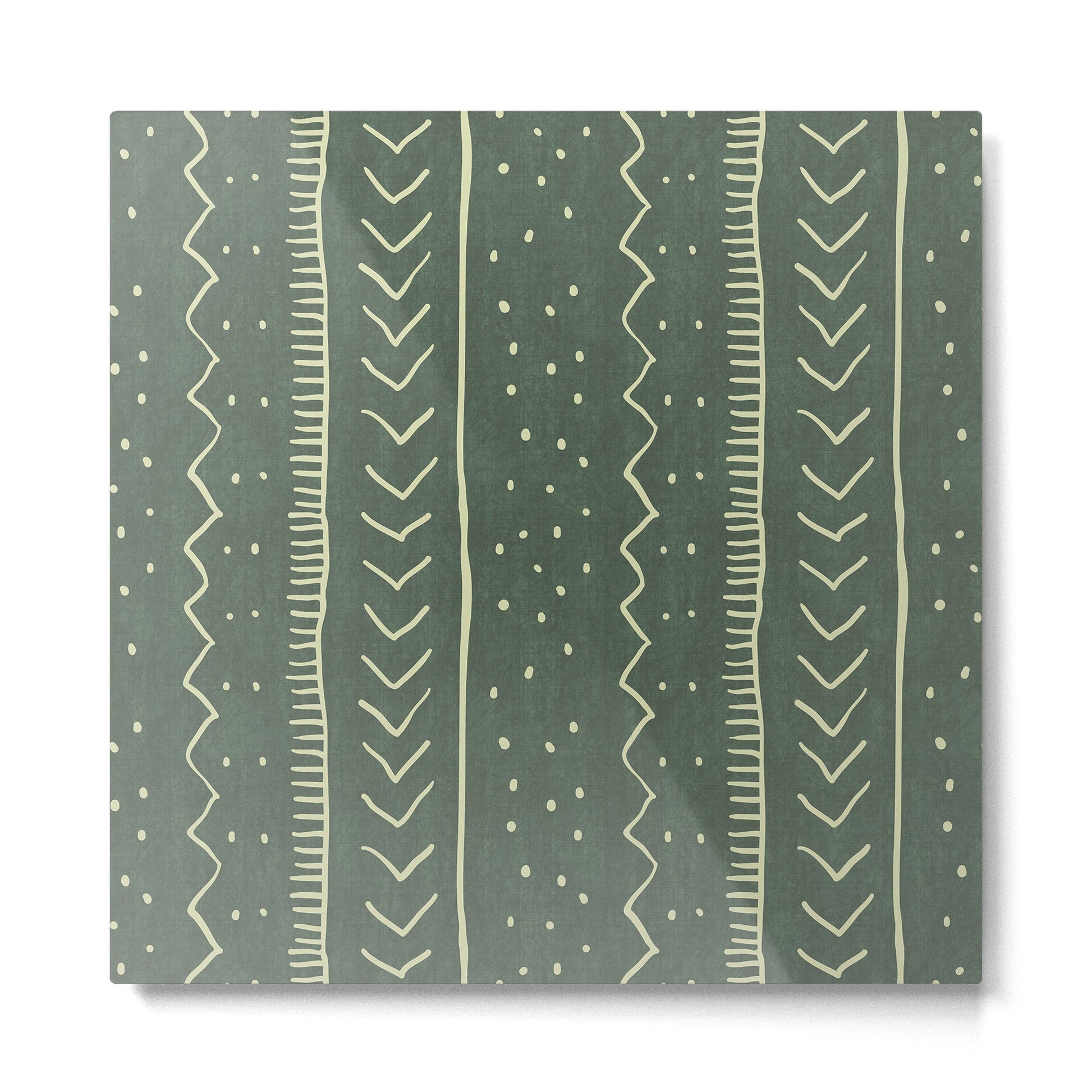 Moroccan Stripe in Leaf Green Metal Print | TeksDecor