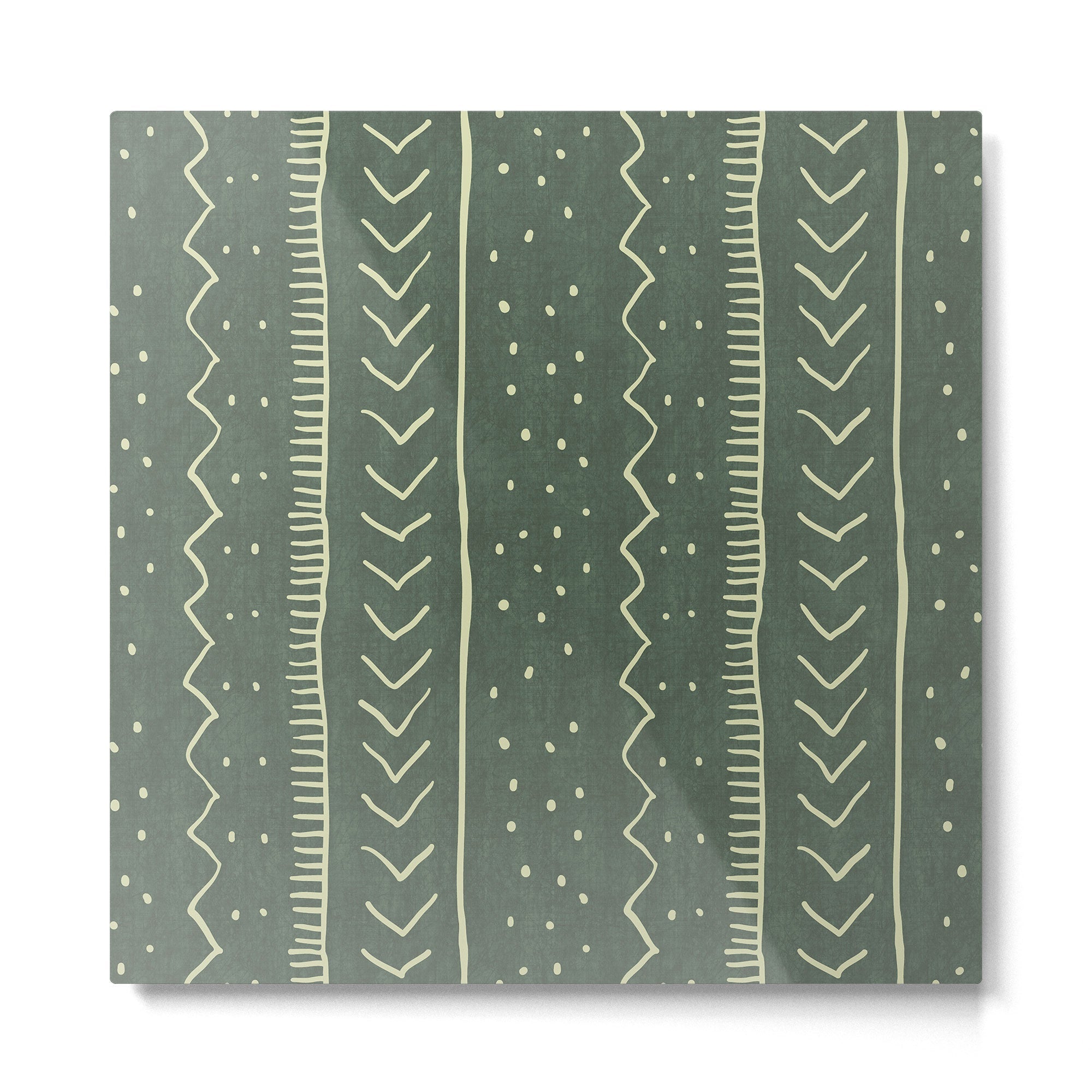 Moroccan Stripe in Leaf Green Metal Print | TeksDecor